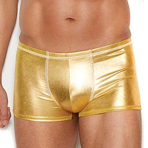 Men's Gold Boxer Brief Metallic Shorts Hot Pants